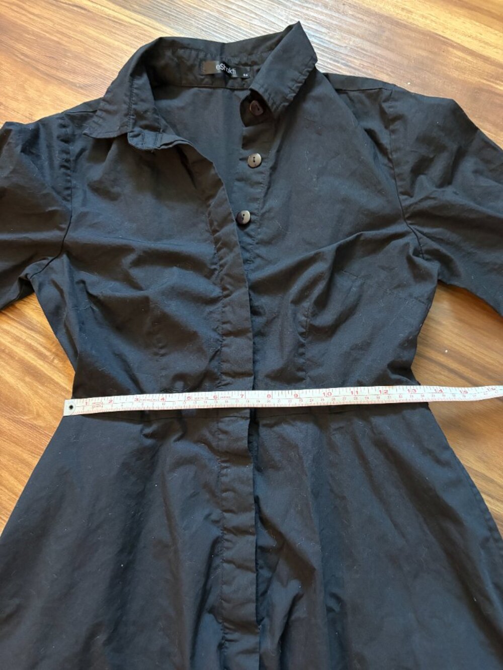 Black midi shirtdress with pockets - Picture 5 of 8